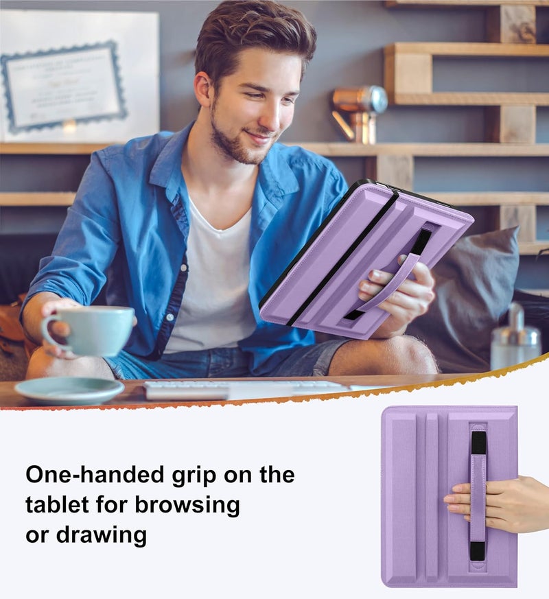 DTTO for iPad A16 Case, iPad 11th / 10th Generation Case (2025/2022), 360 Degree Rotating Premium Leather Folio Stand Cover with Pencil Holder, Lavender - Image 4